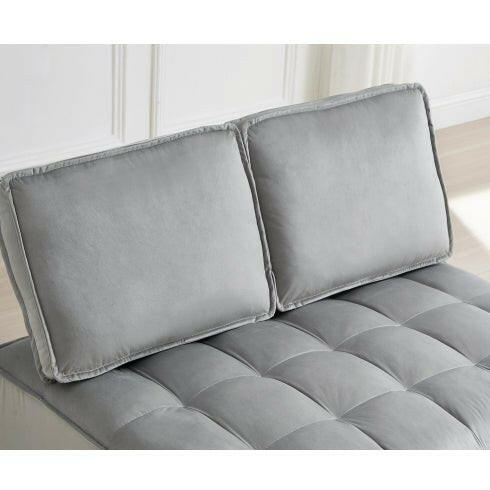 Convertible Sleeping Sofa Bed, Modern Velvet Fabric Double Seat Sofa Bed, Sleeping Sofa Bed With 2 Backs And Detachable Backs, Backs, Suitable For Living Room Bedroom,Grey - dev3 aff