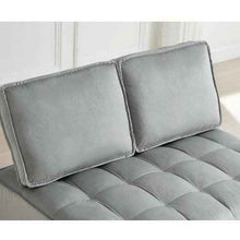 画像をギャラリービューアに読み込む, Convertible Sleeping Sofa Bed, Modern Velvet Fabric Double Seat Sofa Bed, Sleeping Sofa Bed With 2 Backs And Detachable Backs, Backs, Suitable For Living Room Bedroom,Grey