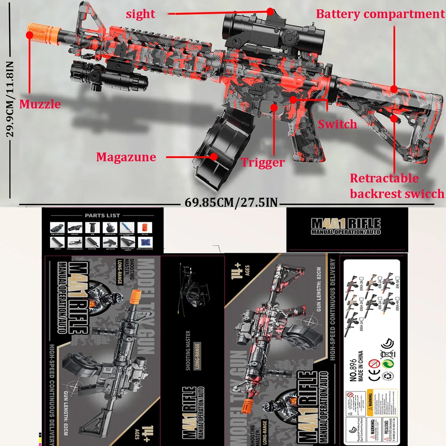 Blaster With Drum, Automatic Dual Mode Blaster, For Outdoor Activities -Perfect For Outdoor Team Games & Christmas Gifts.