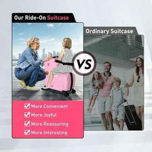 Laden Sie das Bild in den Galerie-Viewer, Pink Luggage Case Kids Ride-On Roll Suitcase Luggage Bags Wheeled Trolley Lugg