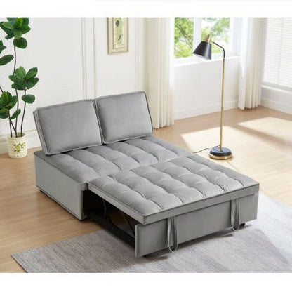 Convertible Sleeping Sofa Bed, Modern Velvet Fabric Double Seat Sofa Bed, Sleeping Sofa Bed With 2 Backs And Detachable Backs, Backs, Suitable For Living Room Bedroom,Grey - dev3 aff 