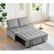 画像をギャラリービューアに読み込む, Convertible Sleeping Sofa Bed, Modern Velvet Fabric Double Seat Sofa Bed, Sleeping Sofa Bed With 2 Backs And Detachable Backs, Backs, Suitable For Living Room Bedroom,Grey
