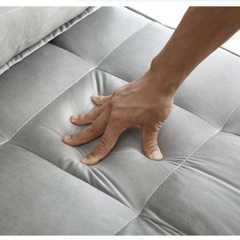 Convertible Sleeping Sofa Bed, Modern Velvet Fabric Double Seat Sofa Bed, Sleeping Sofa Bed With 2 Backs And Detachable Backs, Backs, Suitable For Living Room Bedroom,Grey - dev3 aff 