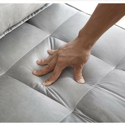 Convertible Sleeping Sofa Bed, Modern Velvet Fabric Double Seat Sofa Bed, Sleeping Sofa Bed With 2 Backs And Detachable Backs, Backs, Suitable For Living Room Bedroom,Grey - dev3 aff 