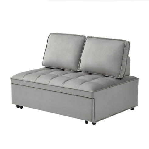Convertible Sleeping Sofa Bed, Modern Velvet Fabric Double Seat Sofa Bed, Sleeping Sofa Bed With 2 Backs And Detachable Backs, Backs, Suitable For Living Room Bedroom,Grey - dev3 aff 