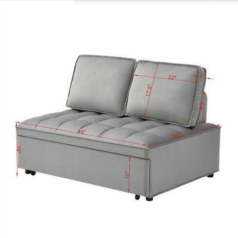 Convertible Sleeping Sofa Bed, Modern Velvet Fabric Double Seat Sofa Bed, Sleeping Sofa Bed With 2 Backs And Detachable Backs, Backs, Suitable For Living Room Bedroom,Grey - dev3 aff 