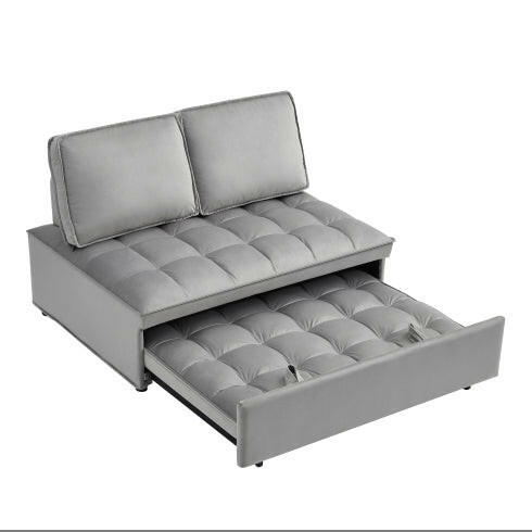 Convertible Sleeping Sofa Bed, Modern Velvet Fabric Double Seat Sofa Bed, Sleeping Sofa Bed With 2 Backs And Detachable Backs, Backs, Suitable For Living Room Bedroom,Grey - dev3 aff 