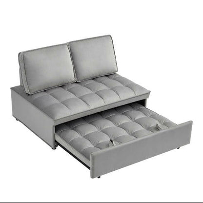 Convertible Sleeping Sofa Bed, Modern Velvet Fabric Double Seat Sofa Bed, Sleeping Sofa Bed With 2 Backs And Detachable Backs, Backs, Suitable For Living Room Bedroom,Grey - dev3 aff 