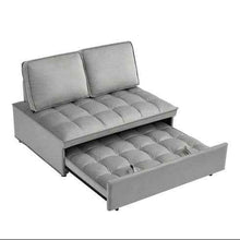 画像をギャラリービューアに読み込む, Convertible Sleeping Sofa Bed, Modern Velvet Fabric Double Seat Sofa Bed, Sleeping Sofa Bed With 2 Backs And Detachable Backs, Backs, Suitable For Living Room Bedroom,Grey
