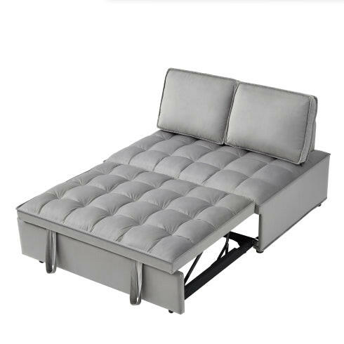 Convertible Sleeping Sofa Bed, Modern Velvet Fabric Double Seat Sofa Bed, Sleeping Sofa Bed With 2 Backs And Detachable Backs, Backs, Suitable For Living Room Bedroom,Grey - dev3 aff 
