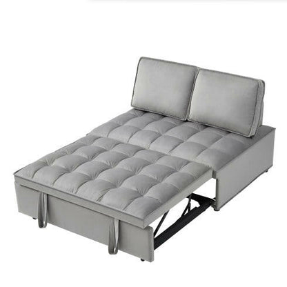Convertible Sleeping Sofa Bed, Modern Velvet Fabric Double Seat Sofa Bed, Sleeping Sofa Bed With 2 Backs And Detachable Backs, Backs, Suitable For Living Room Bedroom,Grey - dev3 aff 