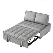 画像をギャラリービューアに読み込む, Convertible Sleeping Sofa Bed, Modern Velvet Fabric Double Seat Sofa Bed, Sleeping Sofa Bed With 2 Backs And Detachable Backs, Backs, Suitable For Living Room Bedroom,Grey
