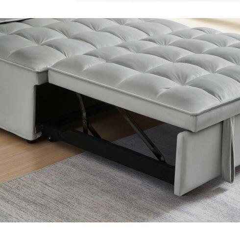 Convertible Sleeping Sofa Bed, Modern Velvet Fabric Double Seat Sofa Bed, Sleeping Sofa Bed With 2 Backs And Detachable Backs, Backs, Suitable For Living Room Bedroom,Grey - dev3 aff 