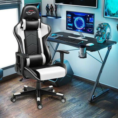 Gaming Chair Racing Style High-Back PU Leather Swivel Chair W/Headrest Lumbar - dev3 aff 