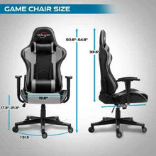画像をギャラリービューアに読み込む, Gaming Chair Racing Style High-Back PU Leather Swivel Chair W/Headrest Lumbar
