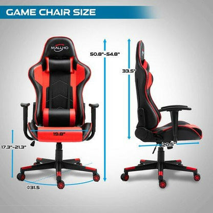 Gaming Chair Racing Style High-Back PU Leather Swivel Chair W/Headrest Lumbar - dev3 aff 