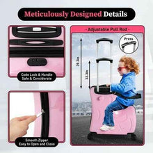 画像をギャラリービューアに読み込む, Pink Luggage Case Kids Ride-On Roll Suitcase Luggage Bags Wheeled Trolley Lugg
