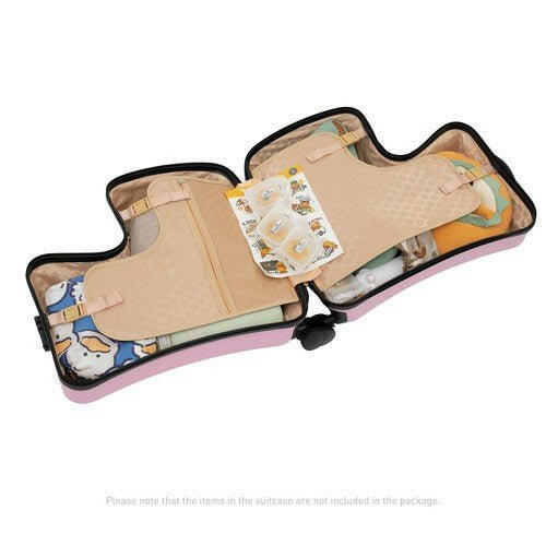 Pink Luggage Case Kids Ride-On Roll Suitcase Luggage Bags Wheeled Trolley Lugg - dev3 aff 