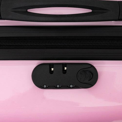 Pink Luggage Case Kids Ride-On Roll Suitcase Luggage Bags Wheeled Trolley Lugg - dev3 aff 