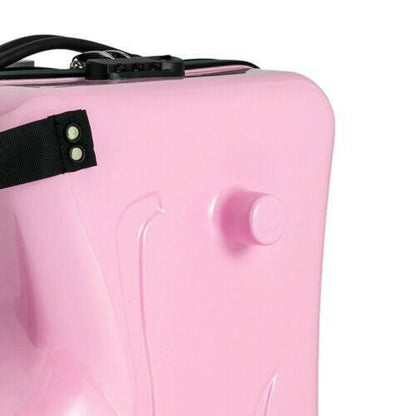 Pink Luggage Case Kids Ride-On Roll Suitcase Luggage Bags Wheeled Trolley Lugg - dev3 aff 