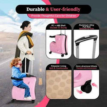 画像をギャラリービューアに読み込む, Pink Luggage Case Kids Ride-On Roll Suitcase Luggage Bags Wheeled Trolley Lugg
