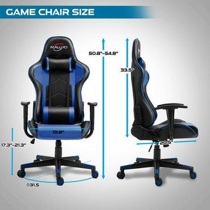 Gaming Chair Racing Style High-Back PU Leather Swivel Chair W/Headrest Lumbar - dev3 aff 