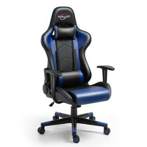 Gaming Chair Racing Style High-Back PU Leather Swivel Chair W/Headrest Lumbar - dev3 aff 